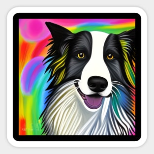 Border Collie Dog Rainbow Painting Sticker